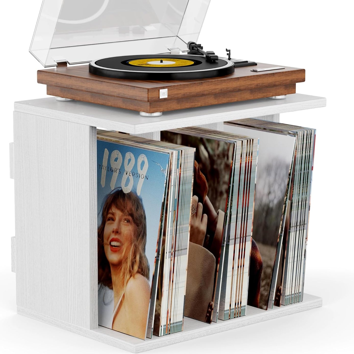 Record Player Stand with Vinyl Storage for 80-100 Albums