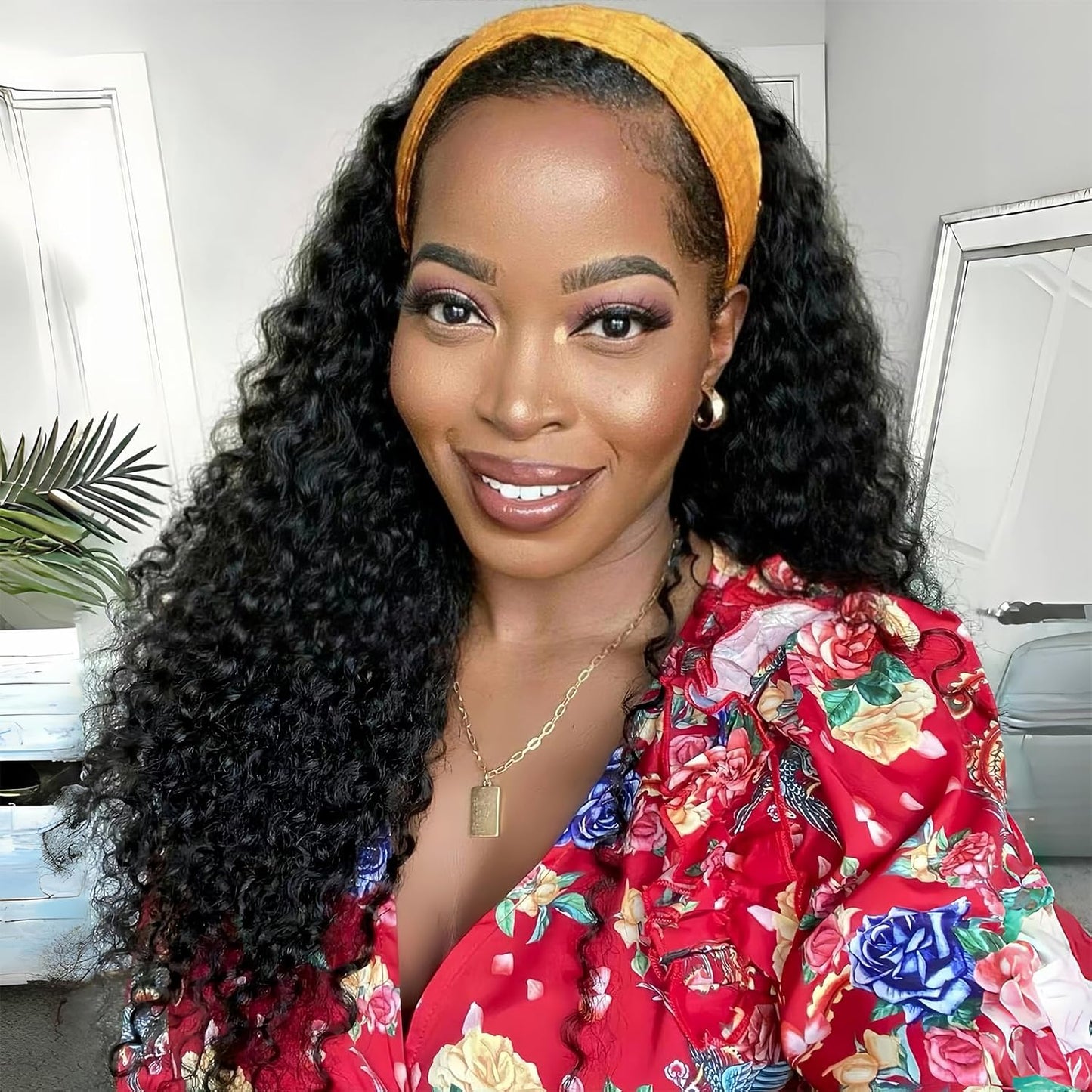Curly Headband Wig Human Hair 18 inch for Fashionable Looks