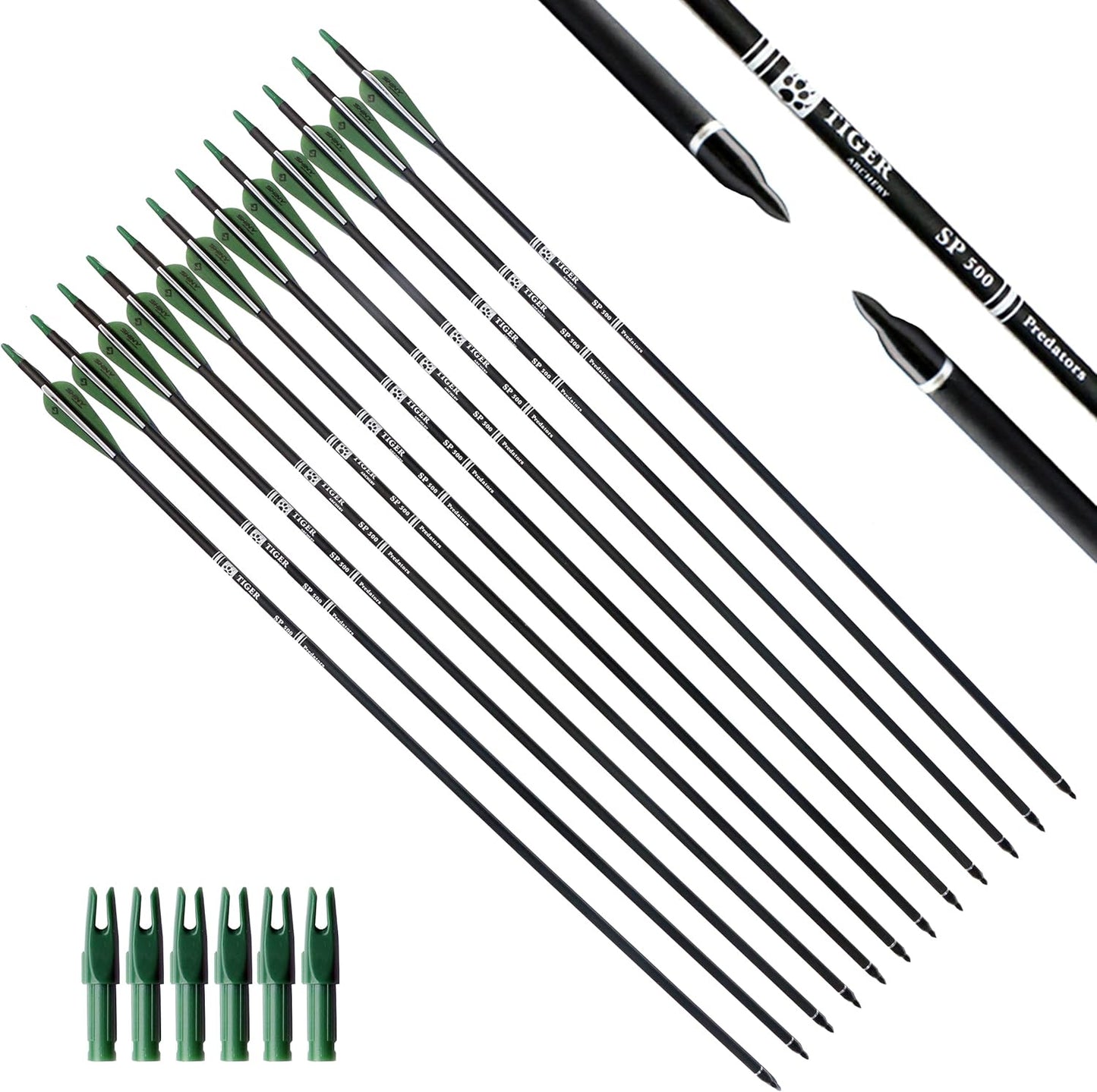 30Inch Carbon Arrow Practice Hunting Arrows for Bows - Pack of 12