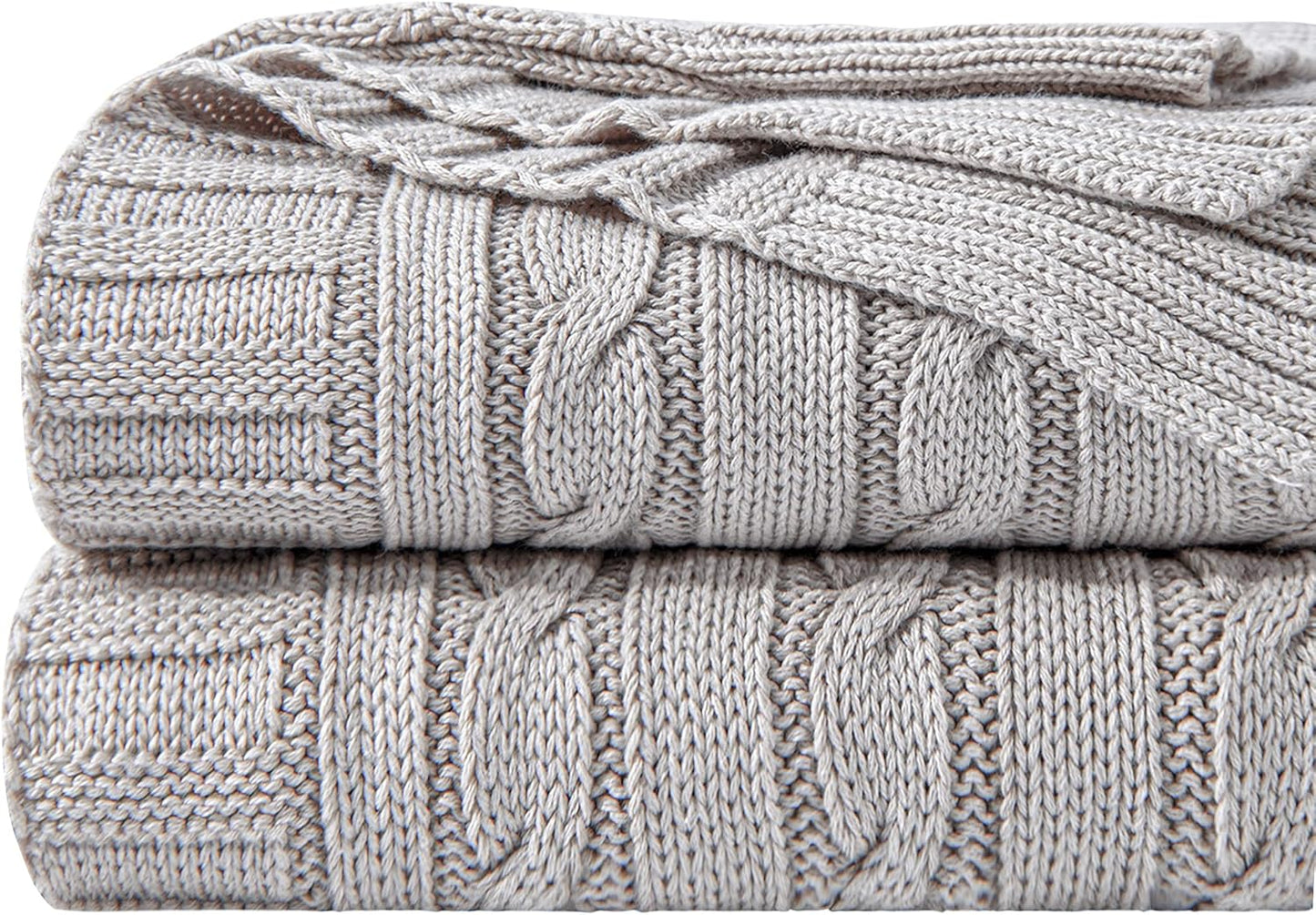 NTBAY 100% Pure Cotton Oversize Cable Knit Throw Blanket