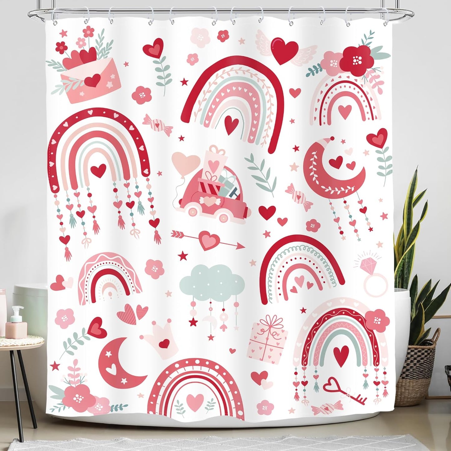 Romantic Boho Heart Shower Curtain by Glawry
