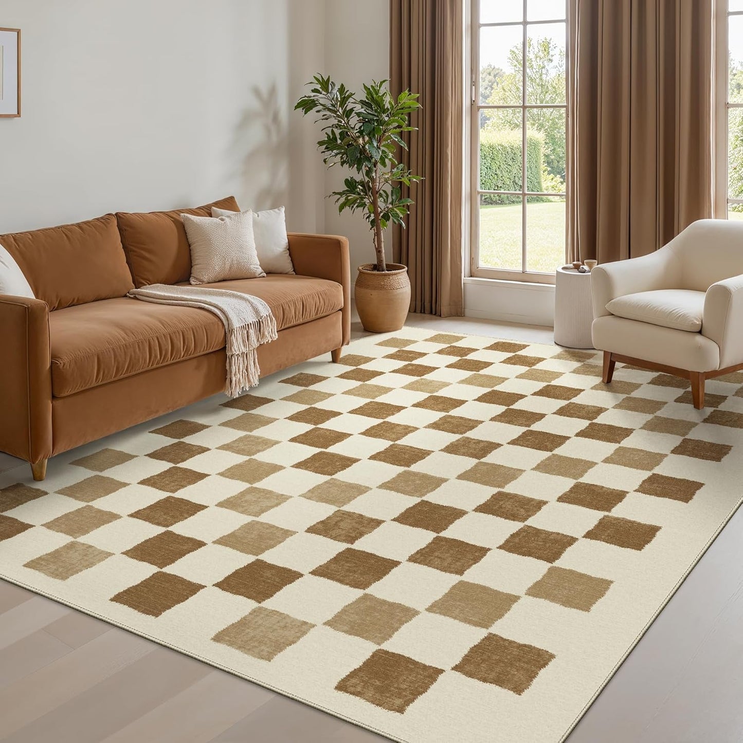 Bavni 5x7 Area Rugs - Modern Abstract Checkered Design
