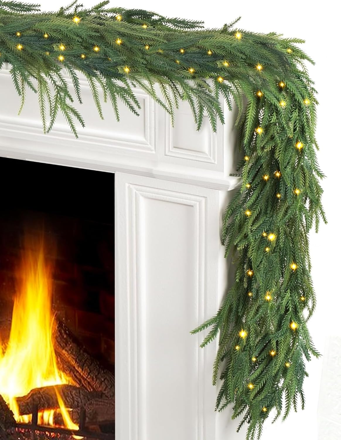 9FT Pre-Lit Christmas Garland with Timer Lights for Festive Decor