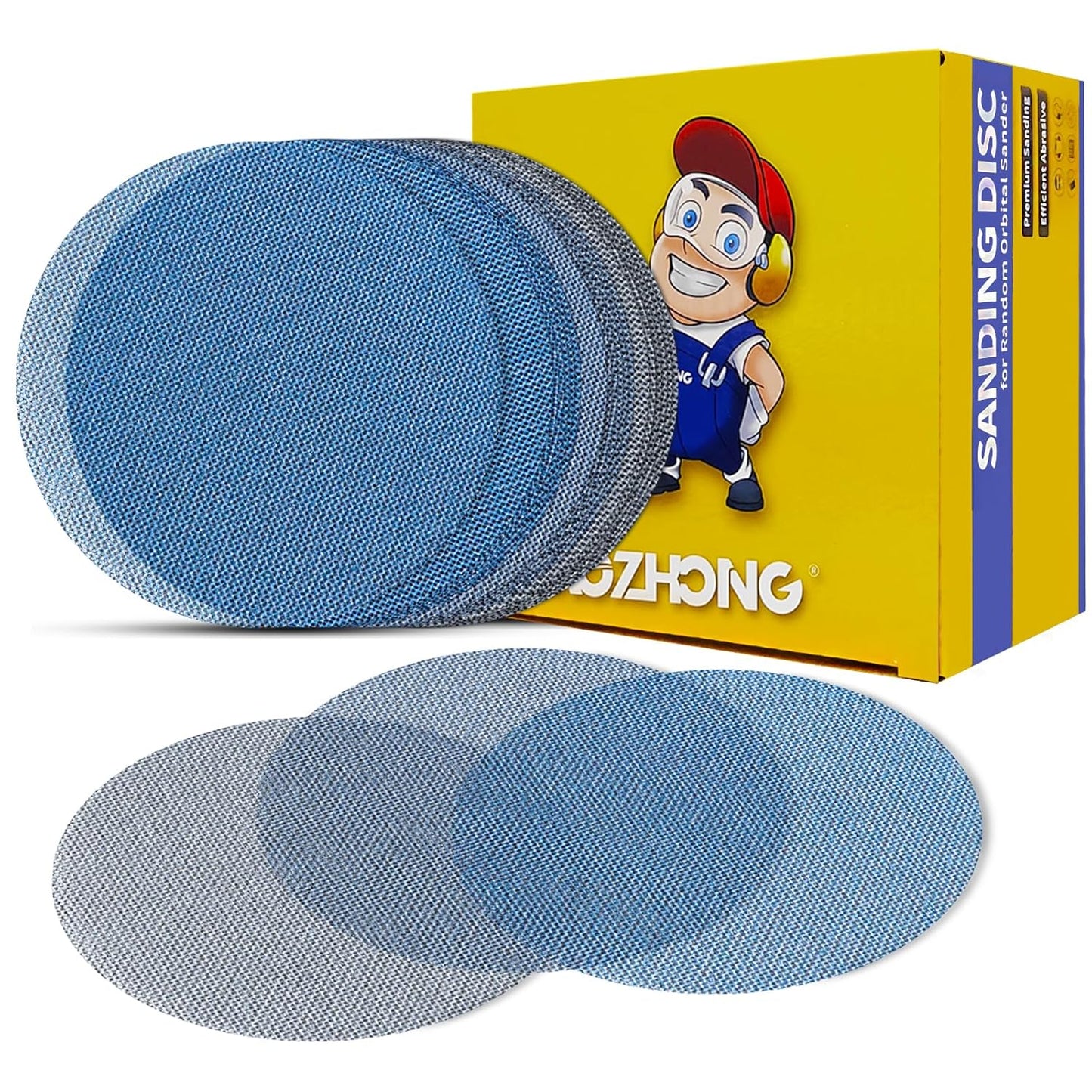 Premium 5-inch Ceramic Sandpaper Set - 50 Pcs Grits 80-320 for Orbital Sander
