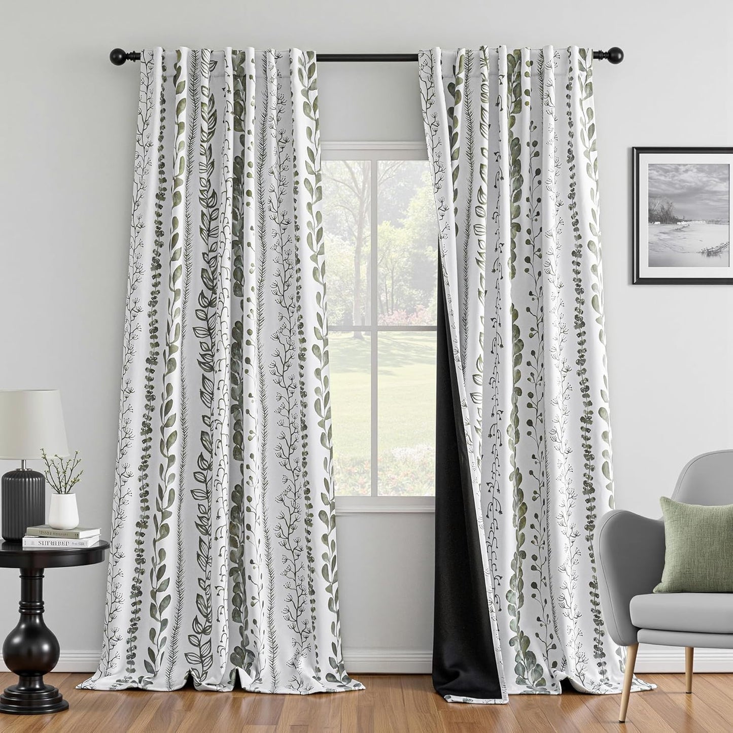 Sage Green Blackout Curtains 95 Inches Long for Living Room