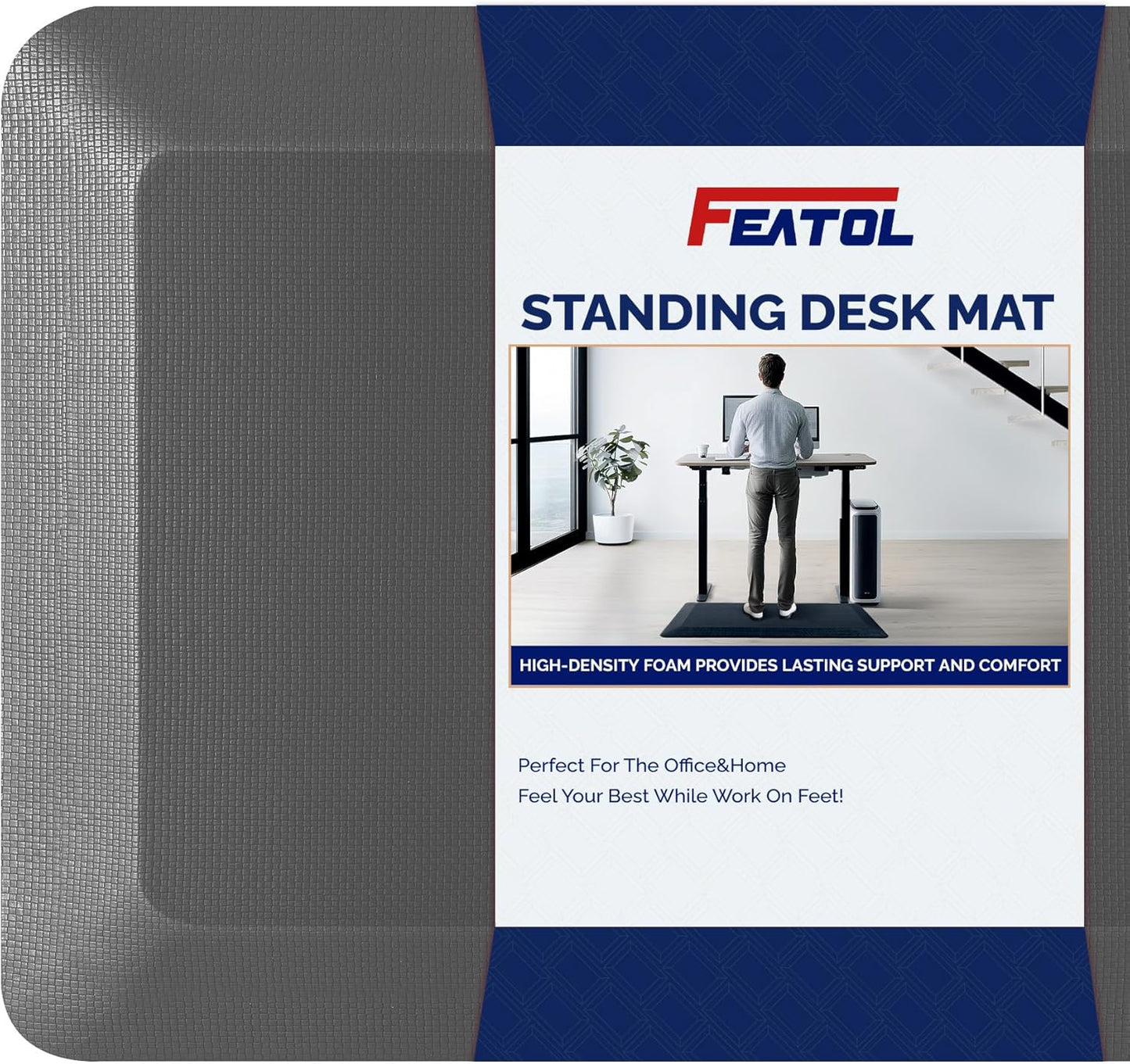 FEATOL Anti Fatigue Mat for Comfort at Standing Desks and Kitchens