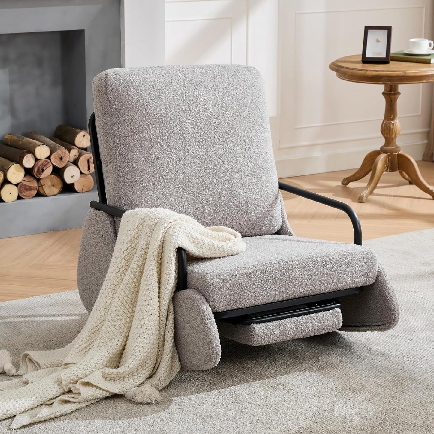 Nursery Rocking Chair Teddy Upholstered Glider for Comfort