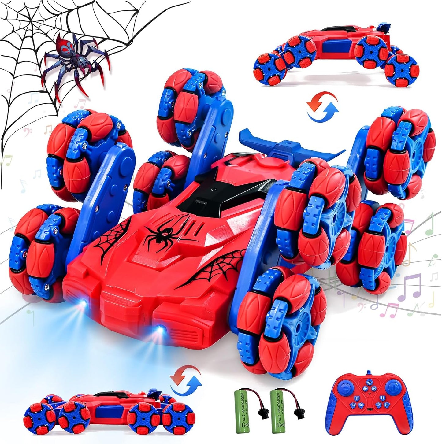 Stunt RC Car for Kids, Remote Control Twist Car with Light & Music - Cool Xmas Gift!