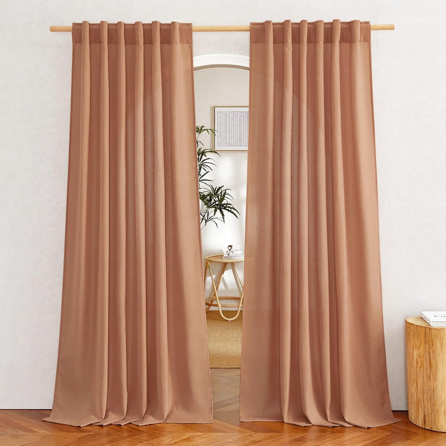 NICETOWN Burnt Orange Linen Curtains for Stylish Home Decor