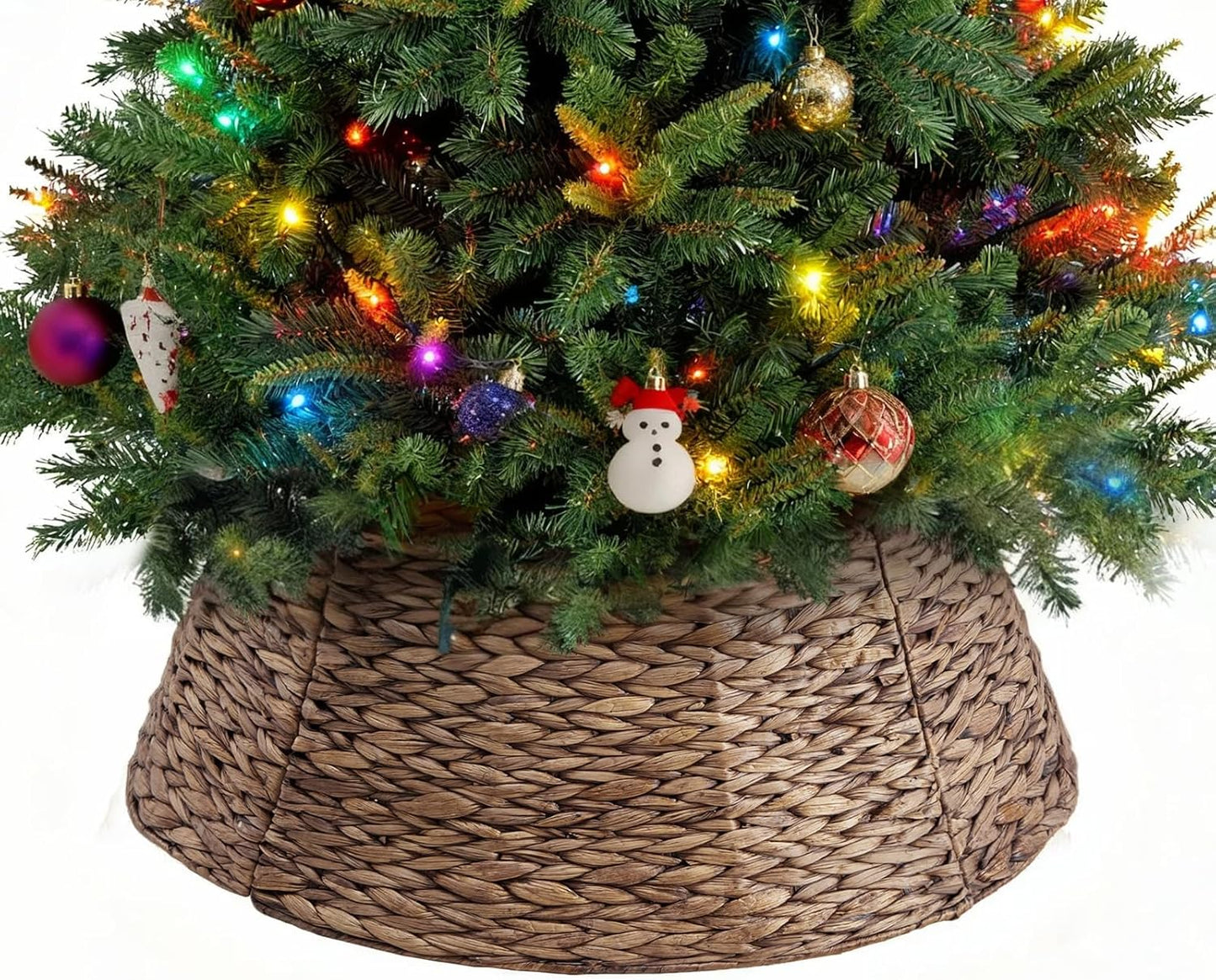 Elegant 24in Christmas Tree Collar for 4-7ft Trees, Brown