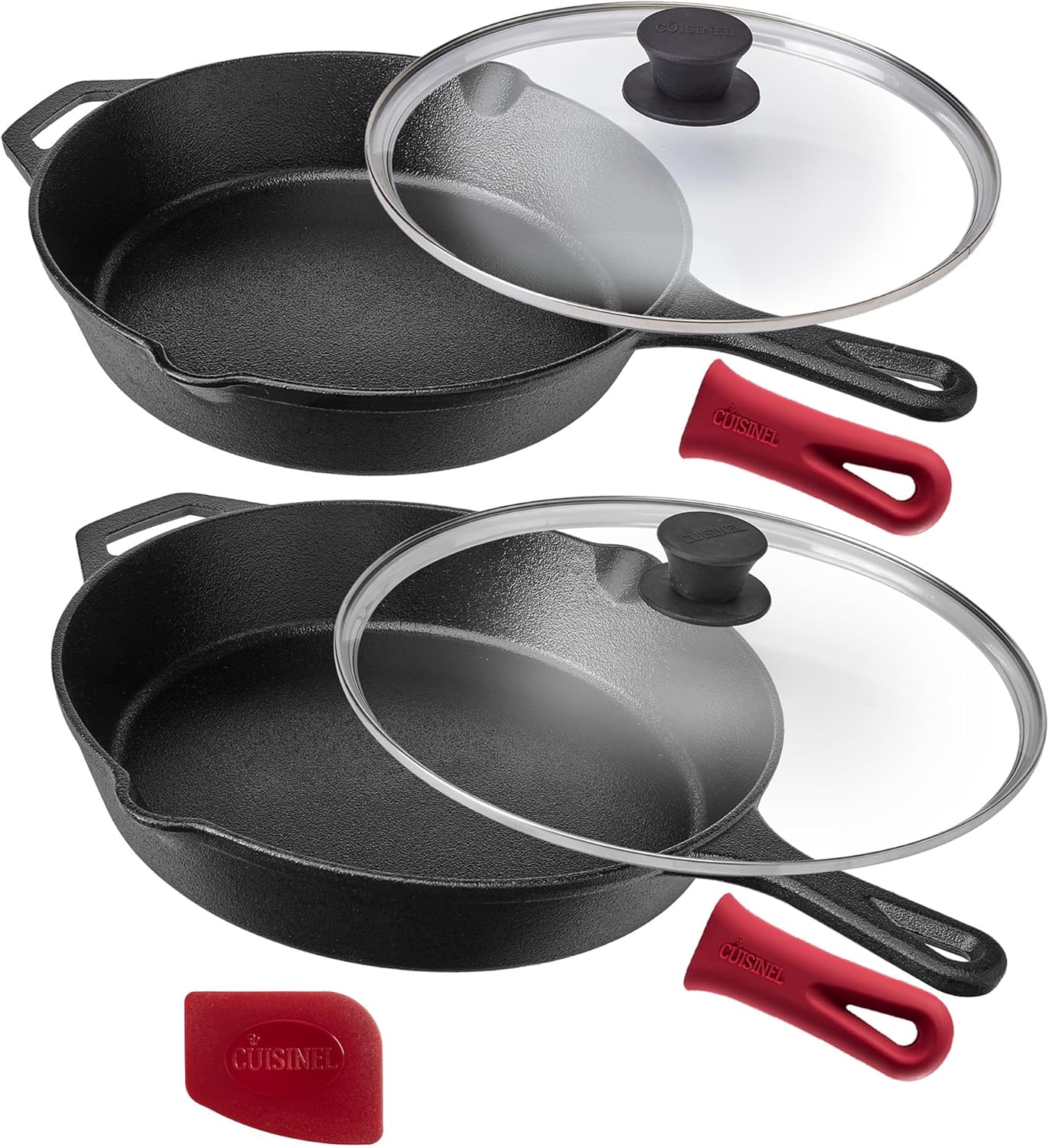 Cuisinel Cast Iron Skillet Set - Versatile 10in & 12in Pans