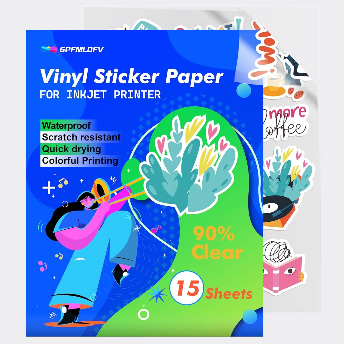 Translucent Waterproof Inkjet Sticker Paper - 15 Sheets