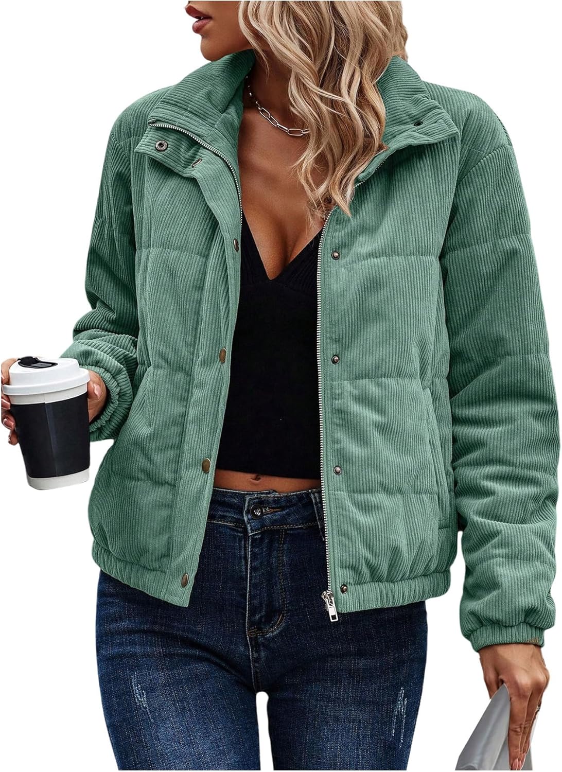Stylish Women's Corduroy Quilted Puffer Jacket for All Occasions