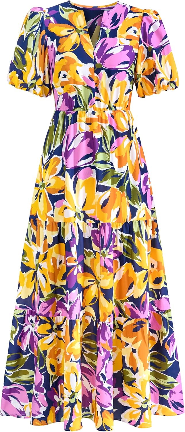 Dowerme Womens Summer Dresses 2025 Casual Floral Maxi Dress