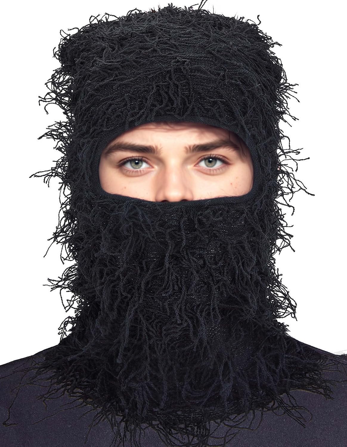 Cozy Black Knitted Ski Mask - Men's Funny Balaclava