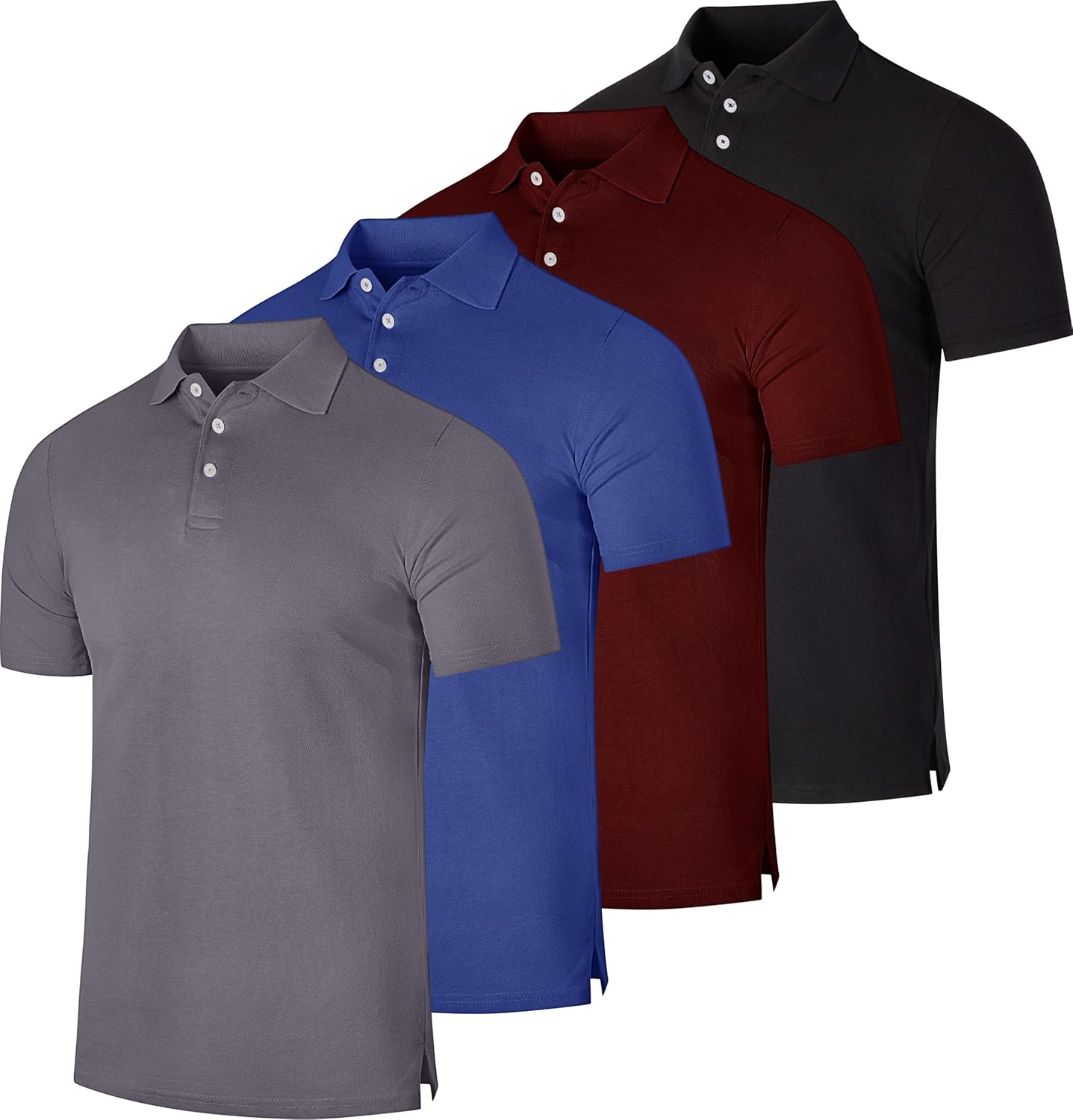 Real Essentials Men's Cotton Pique Short Sleeve Polo Shirt