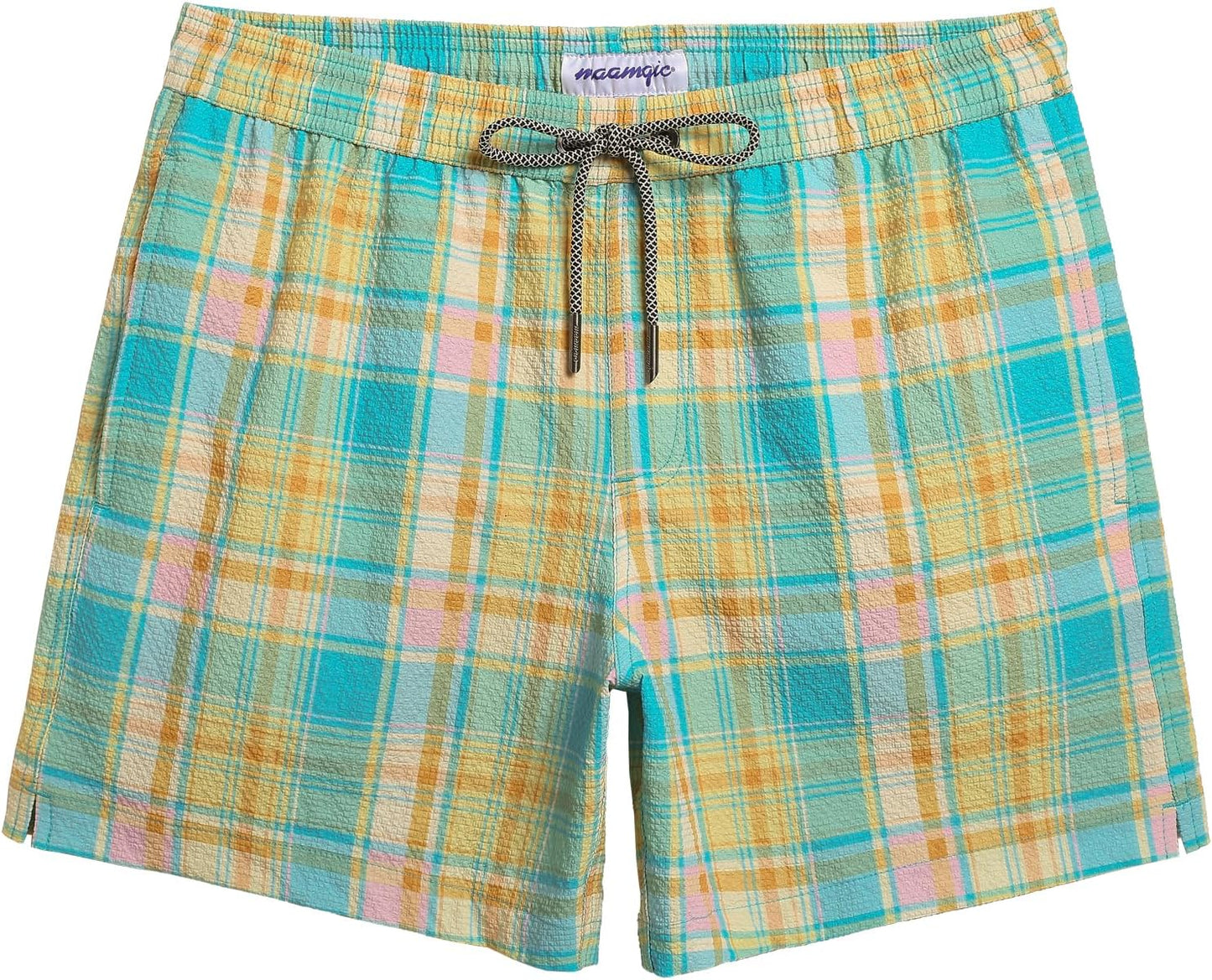 maamgic Men's Swim Trunks Quick Dry Seersucker Beach Shorts