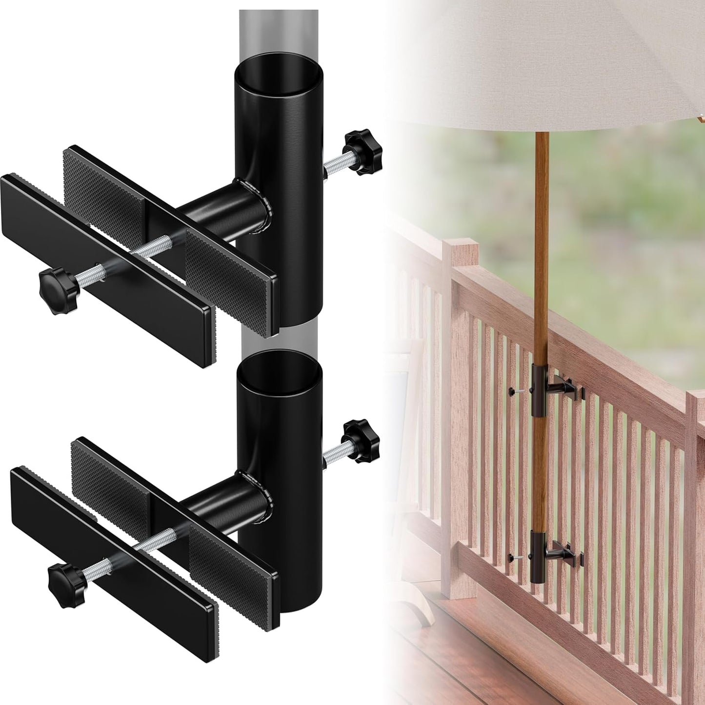 Adjustable Patio Umbrella Holder for Deck Railing Stability