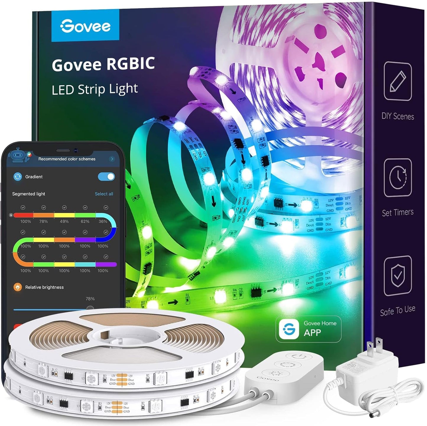 Govee 32.8ft LED Strip Lights with Smart App Control Features