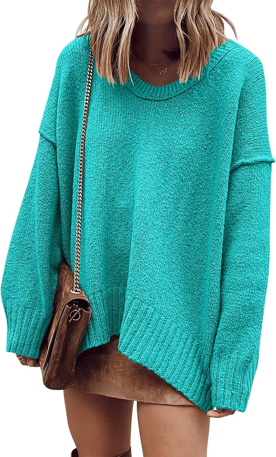 Oversized Casual Loose Slouchy Scoop V Neck Pullover Sweater