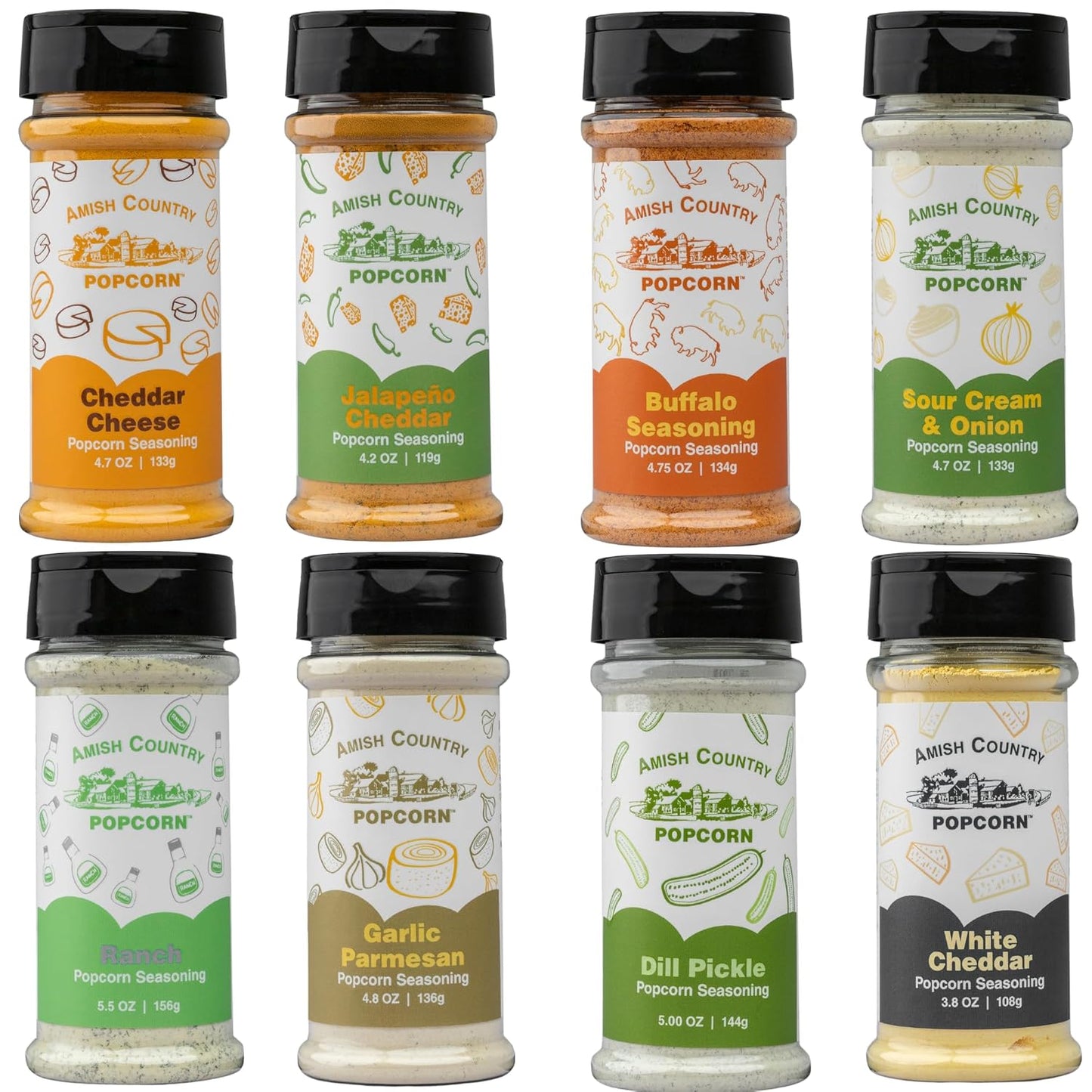 Amish Country Popcorn Seasoning Bundle - 8 Flavor Sampler Pack