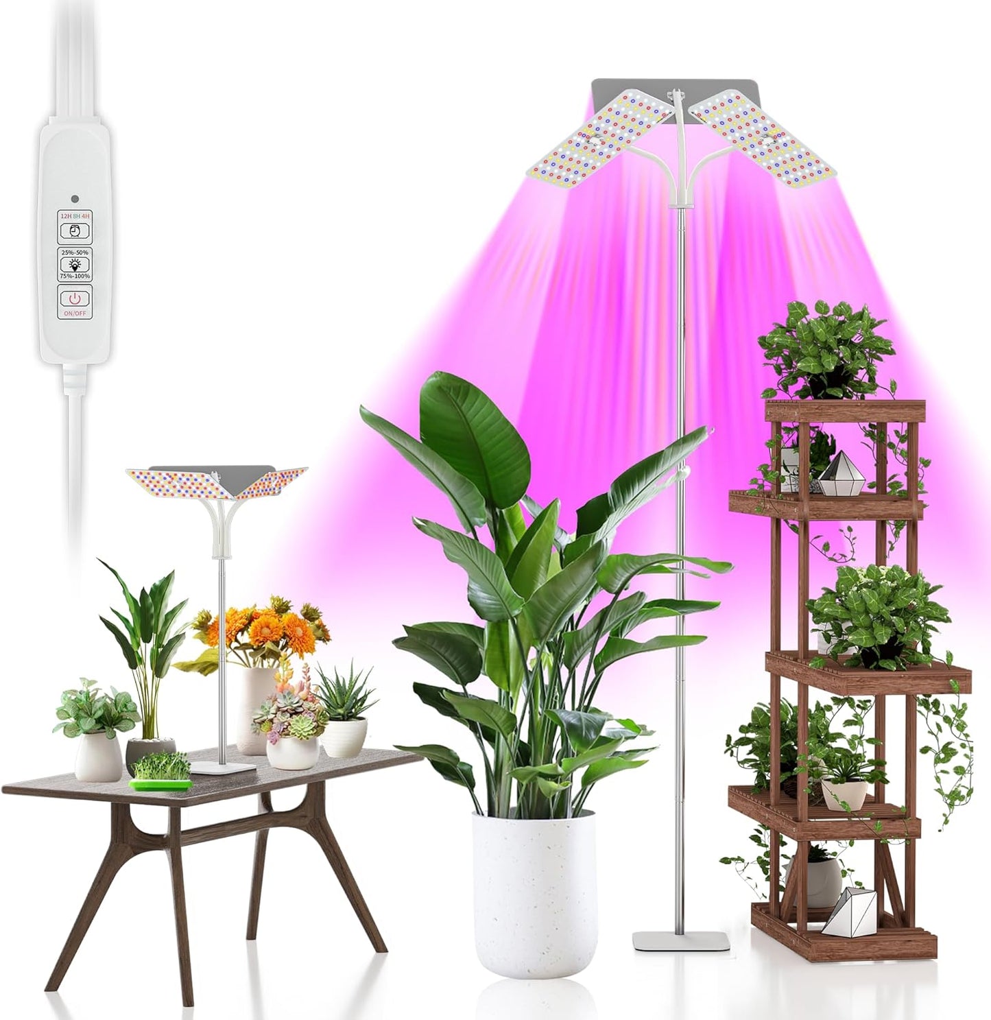 KINGPLUS Grow Lights with Stand for Indoor Plants - Full Spectrum