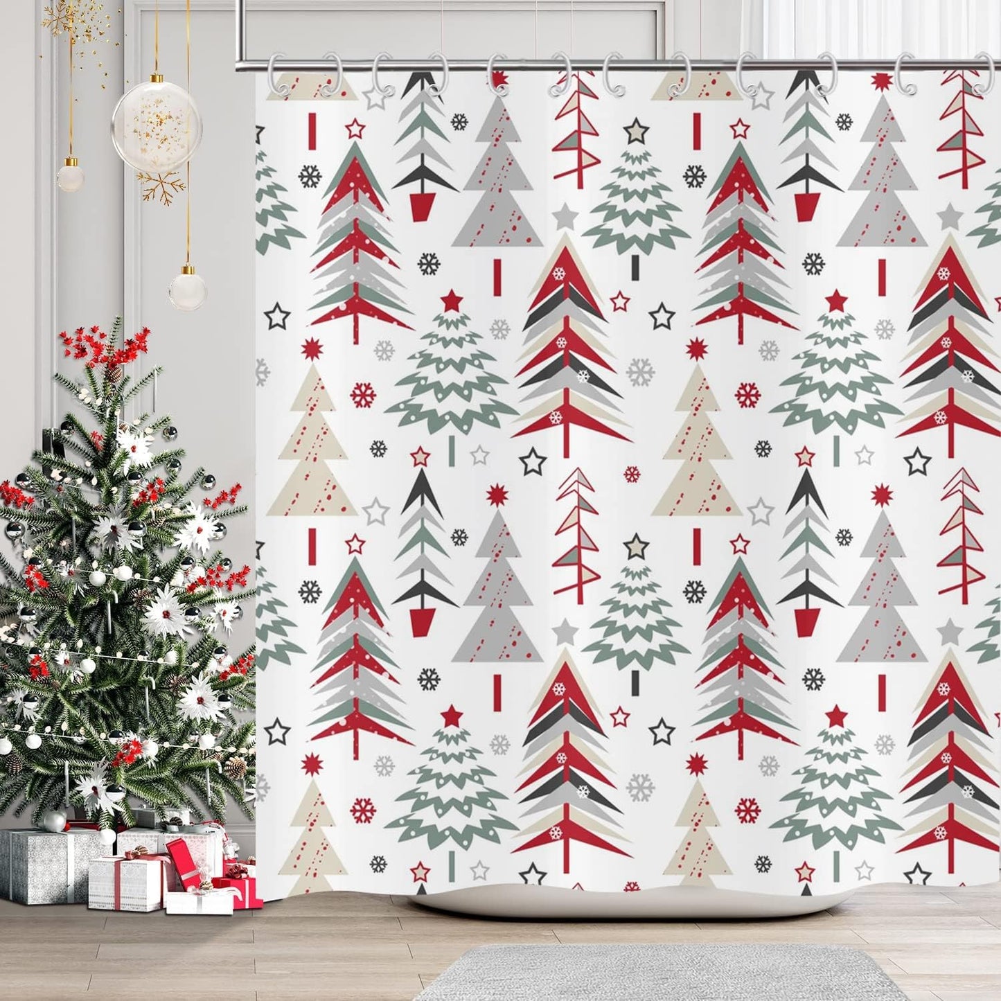 Christmas Tree Snowflake Shower Curtain
