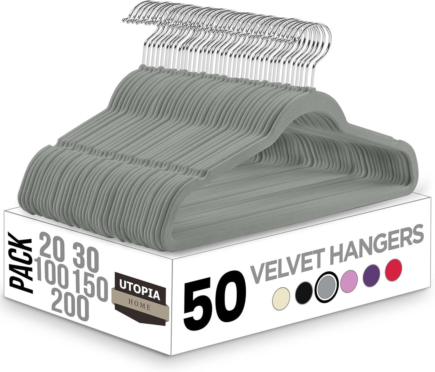 Utopia Home Velvet Hangers 50 Pack for Non-Slip Clothing Storage