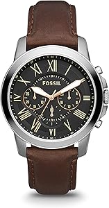 Fossil Grant Men's Watch with Chronograph and Leather Band