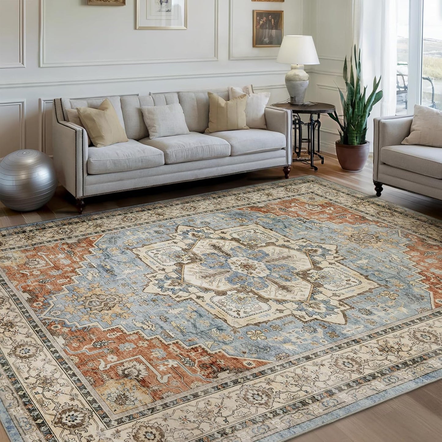 Vintage Oriental Area Rugs for Living Room 6x9 - Soft & Washable
