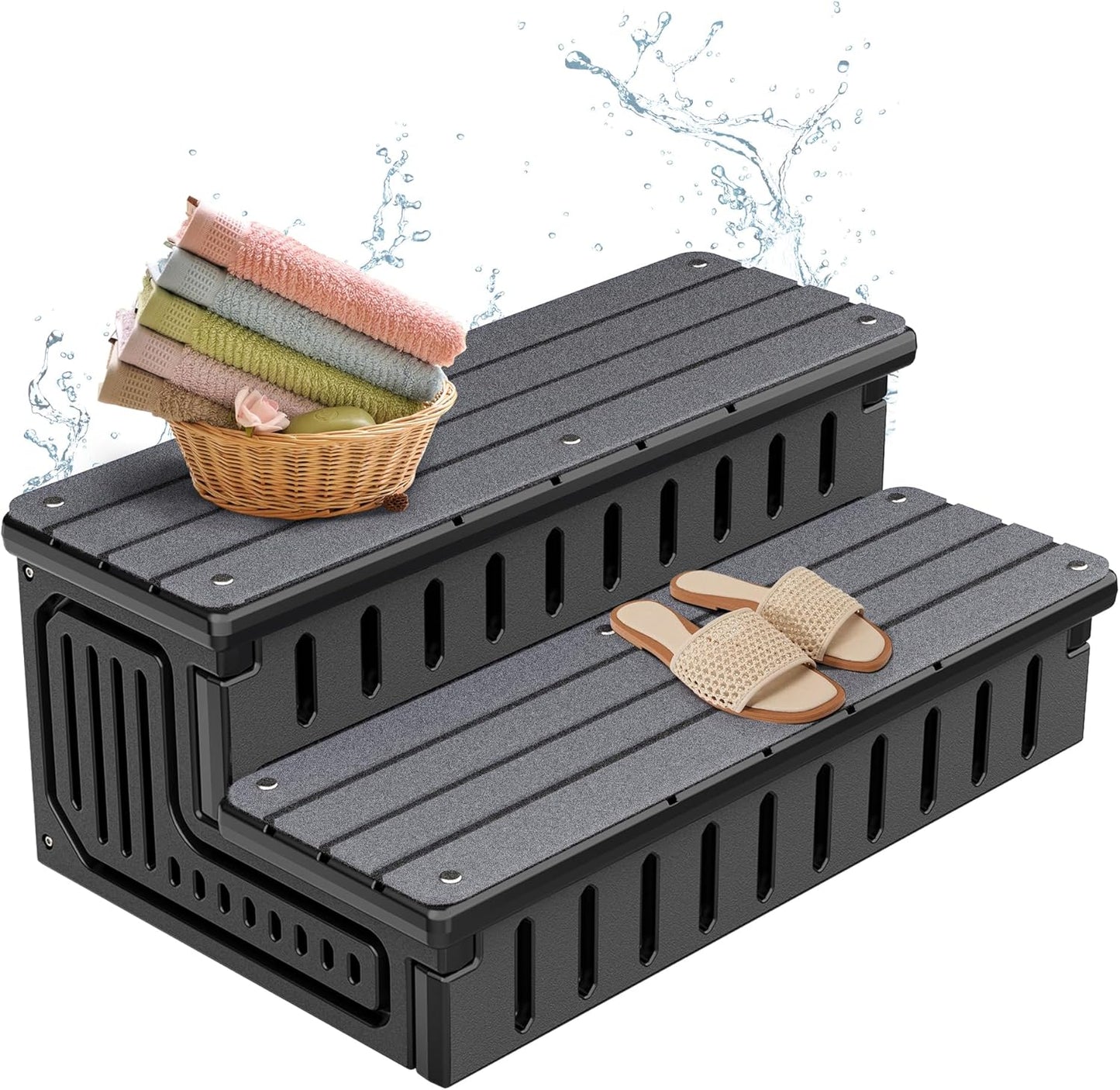 Heavy Duty Hot Tub Steps with Storage for Spa and Pool Use