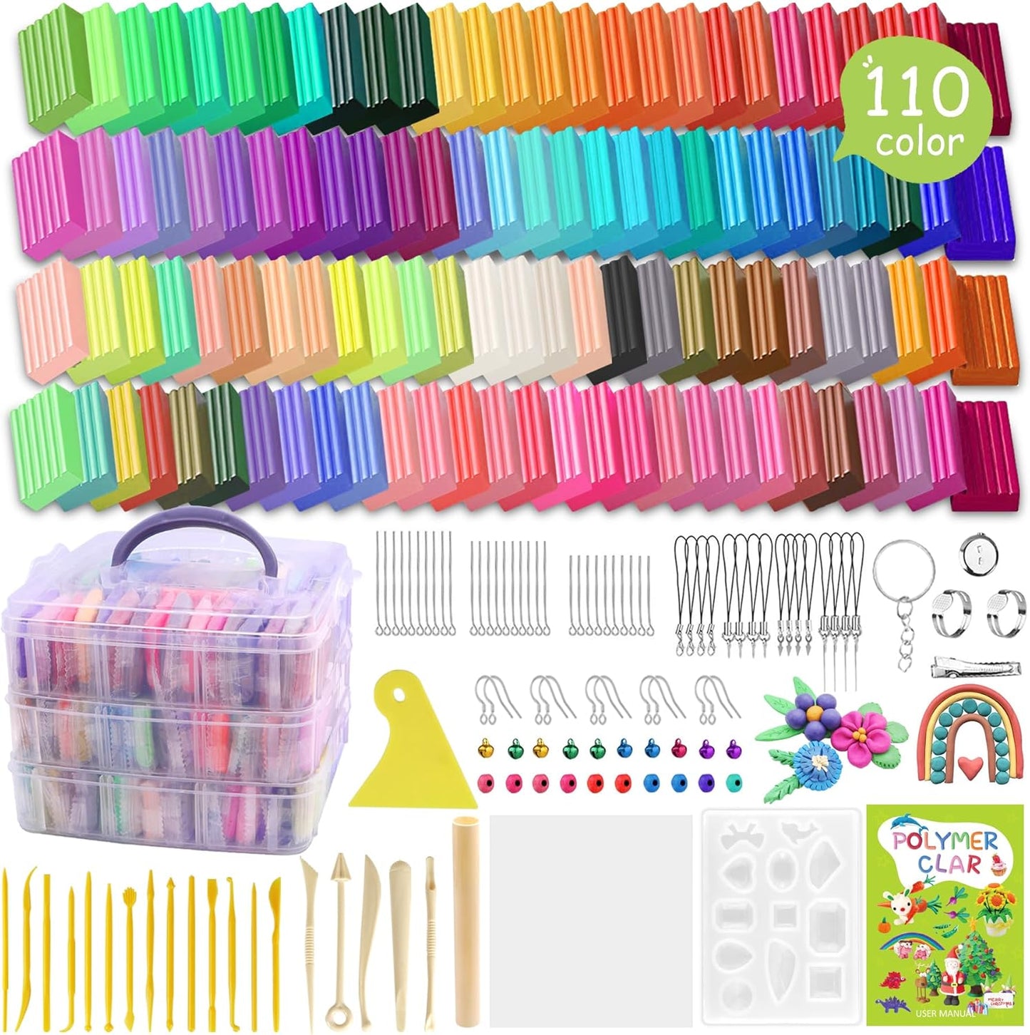 Polymer Clay 110 Colors Non-Sticky Oven Bake Clay Kit for Kids