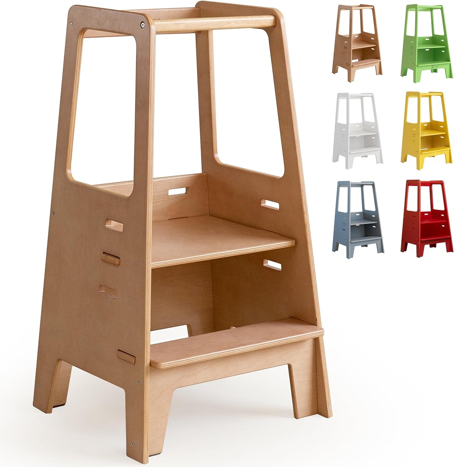 Toddler Standing Tower Wooden Stool for Kitchen Adjustable Use