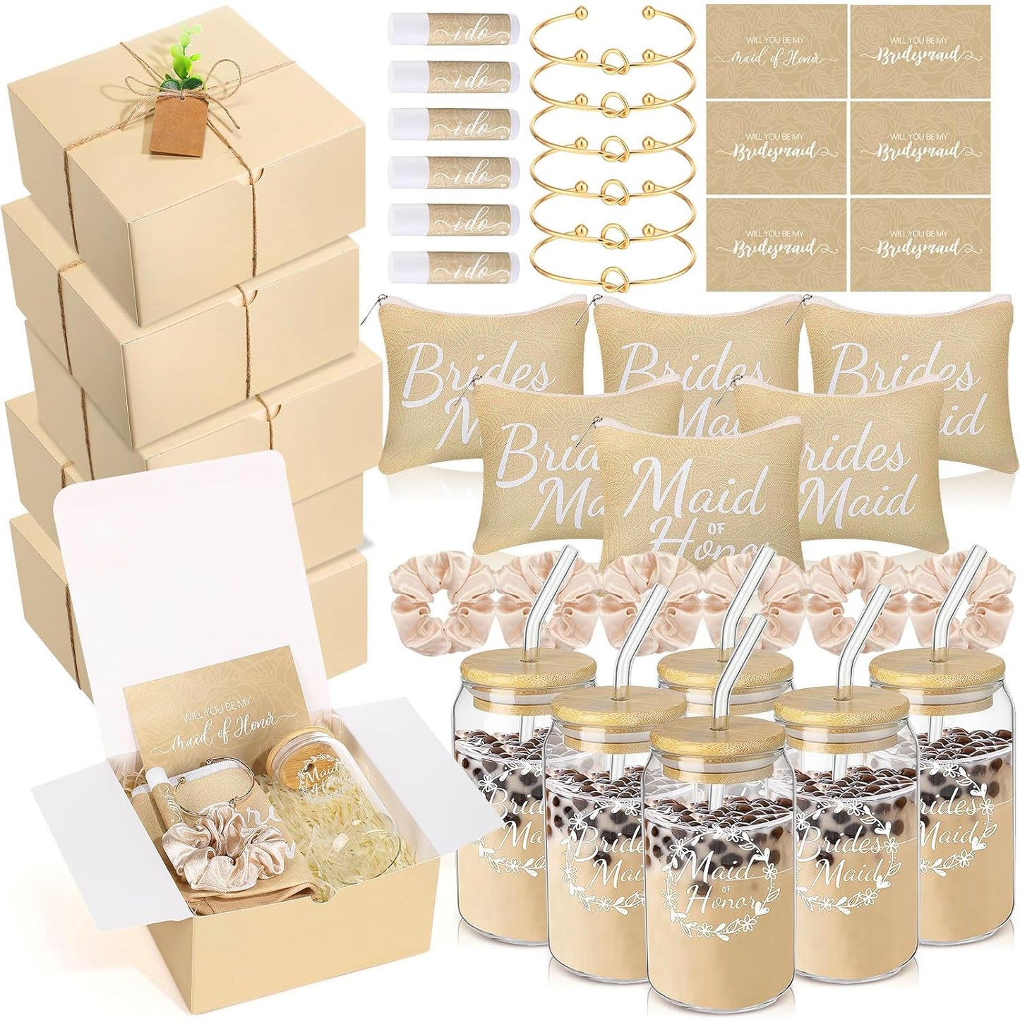 54 Pcs Bridesmaid Proposal Gifts for Bridal Shower and Bachelorette