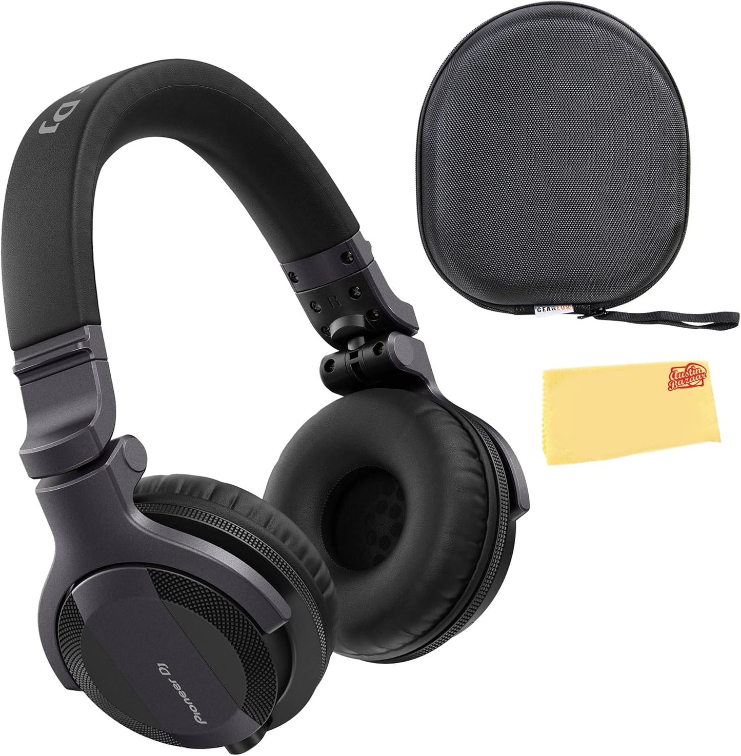 Pioneer DJ HDJ-CUE1 Headphones Bundle with Case and Cloth