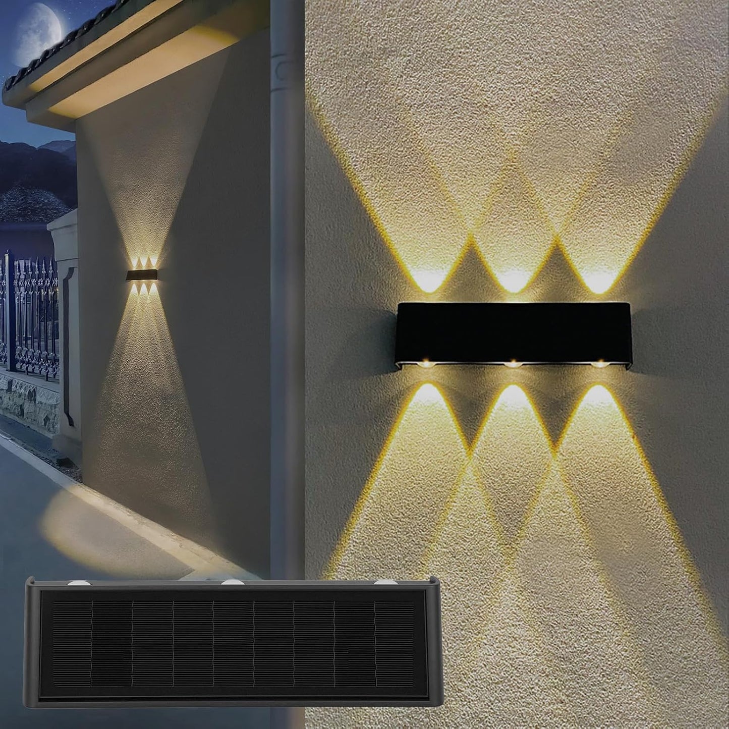 Solar Wall Lights Outdoor Waterproof Aluminum Sconce for Home