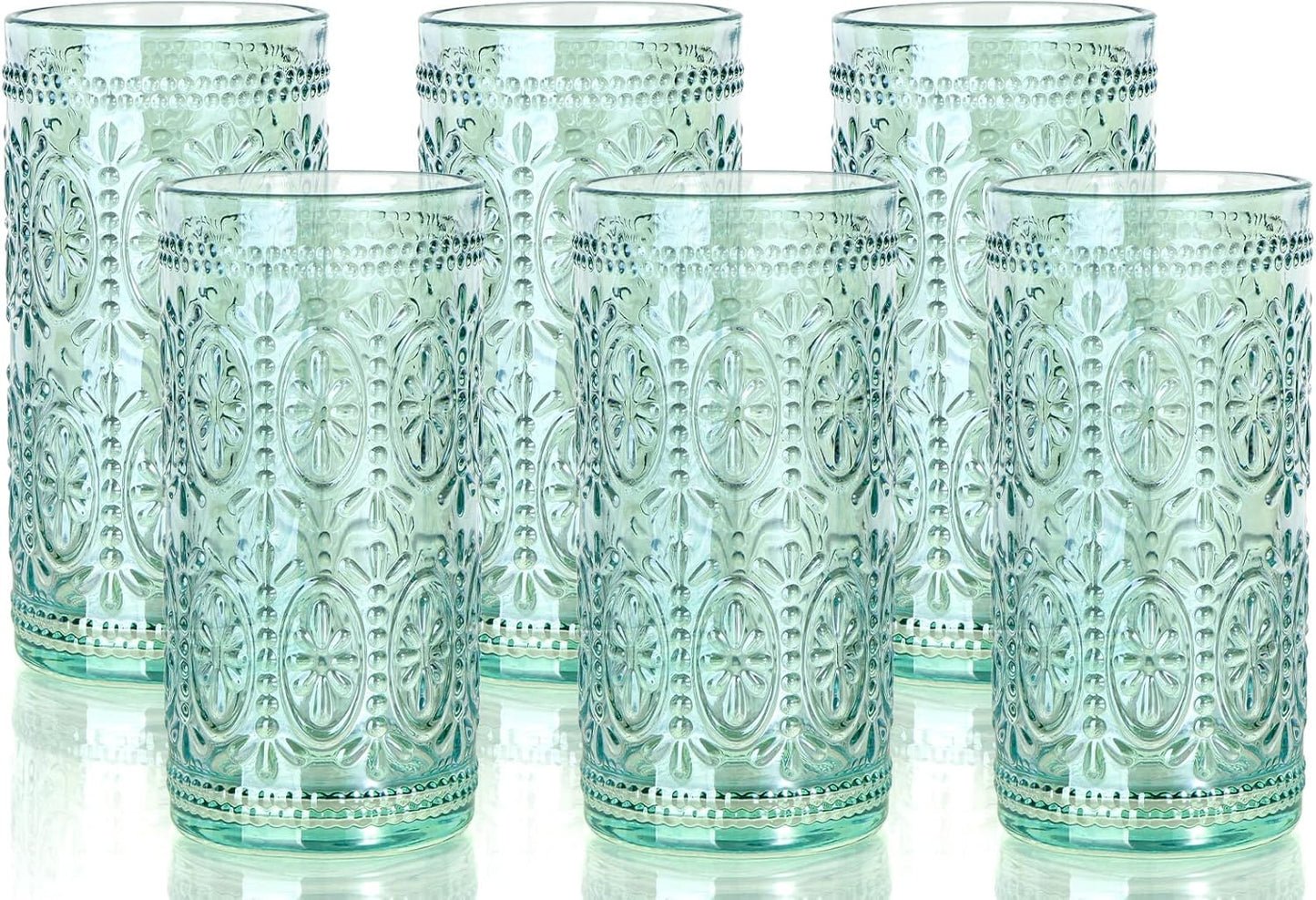 6 Pack Highball Embossed Beverage Glasses for Any Occasion