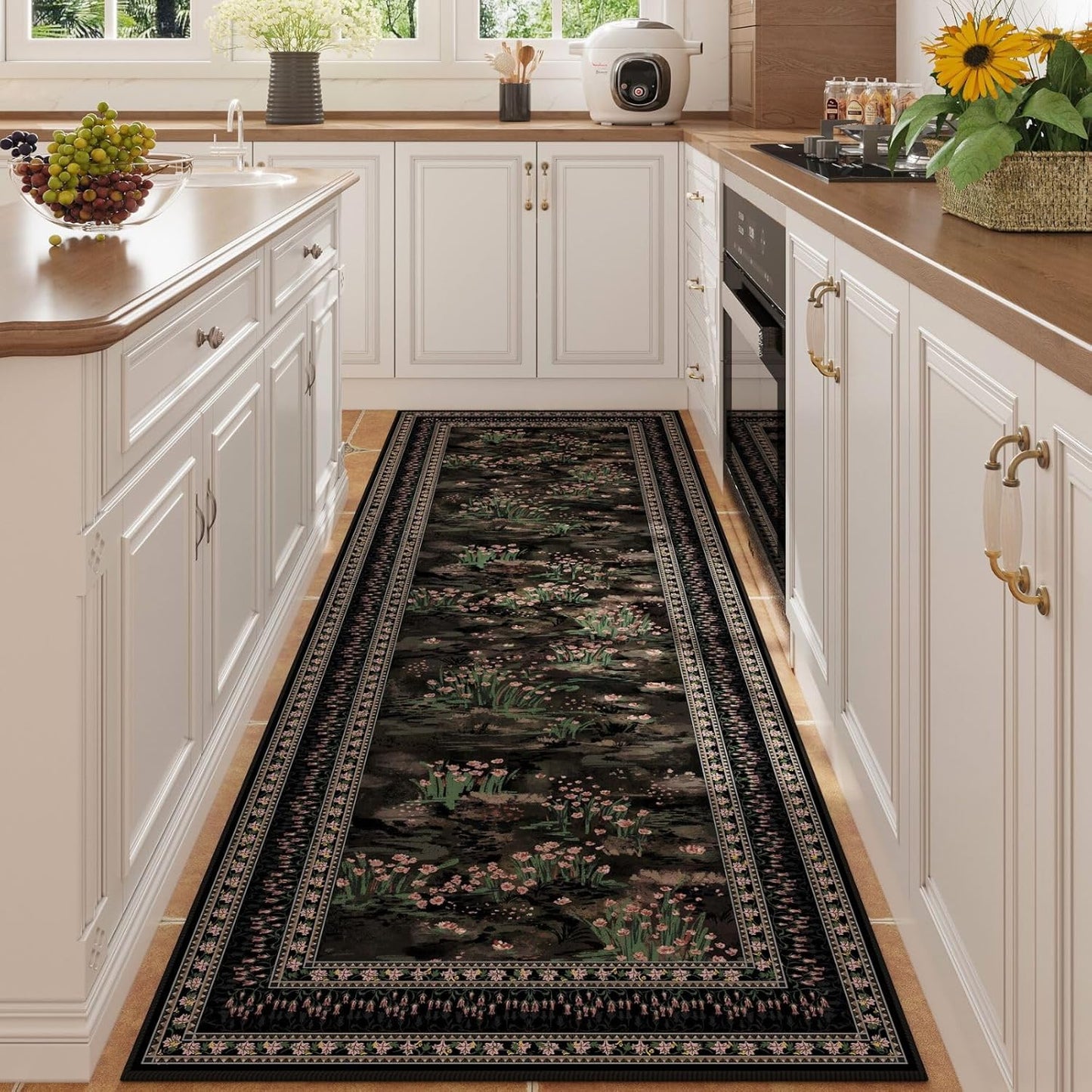 Impressionist-Style Vintage Kitchen Runner Rug for Every Room