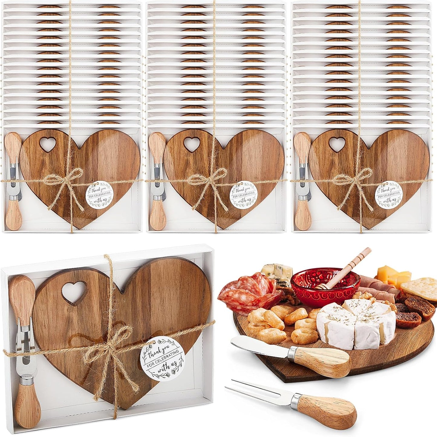 Heart Cheese Board Set for Bridal Shower Gifts and Prizes