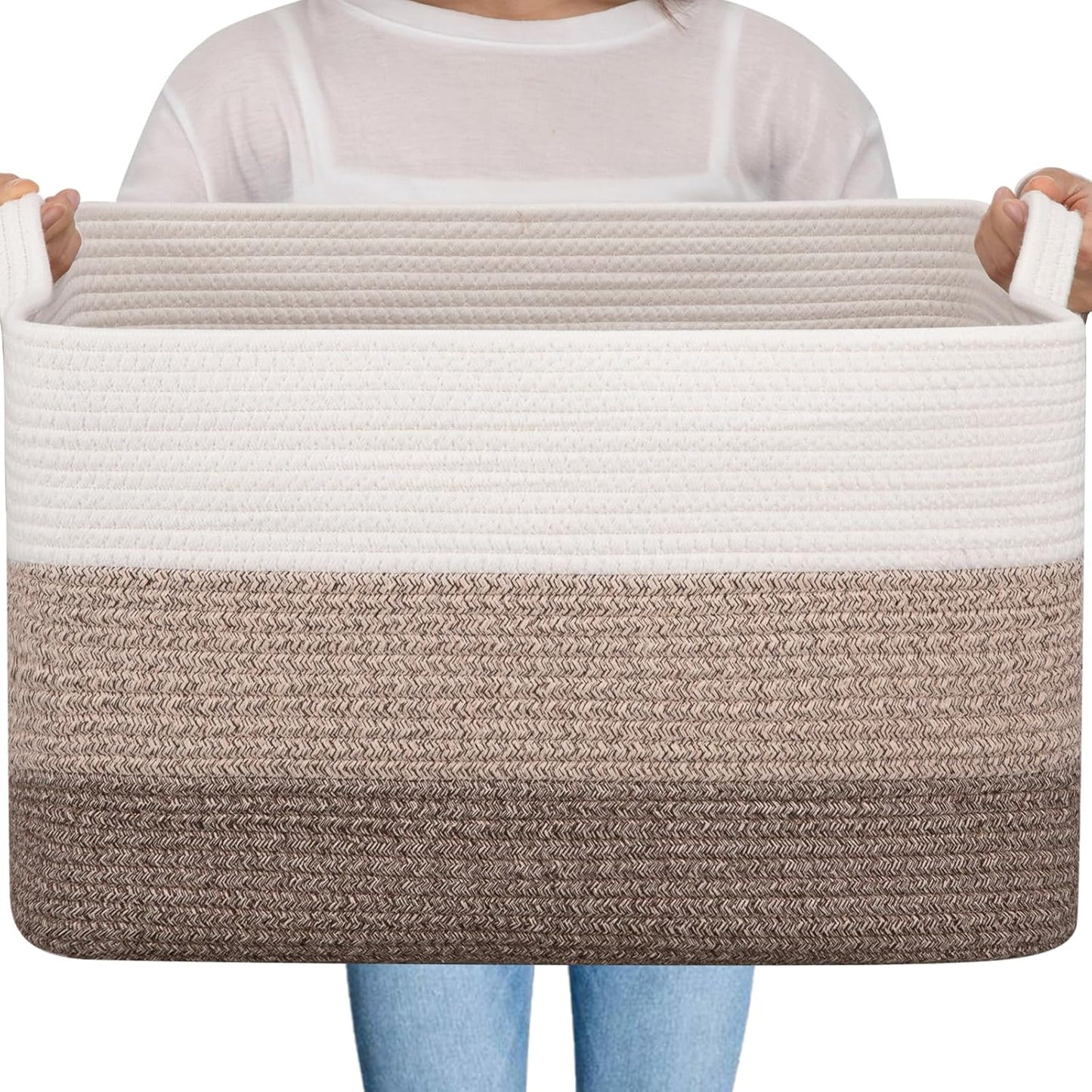 OIAHOMY Large Cotton Rope Storage Basket - Stylish Blanket & Toy Organizer!