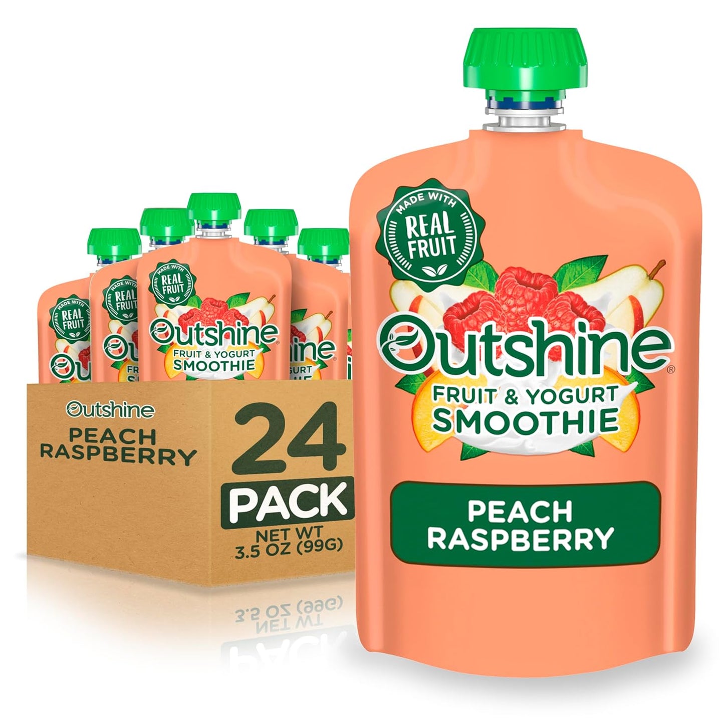 24-Pack of Outshine Peach Raspberry Smoothie Pouches