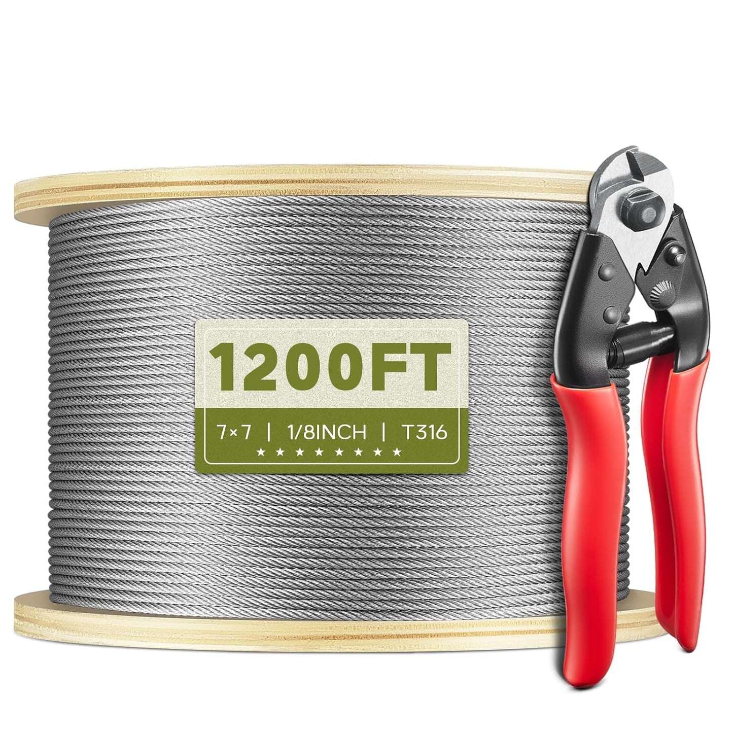 1200FT 1/8in T316 Stainless Steel Cable for Deck Railing Kits