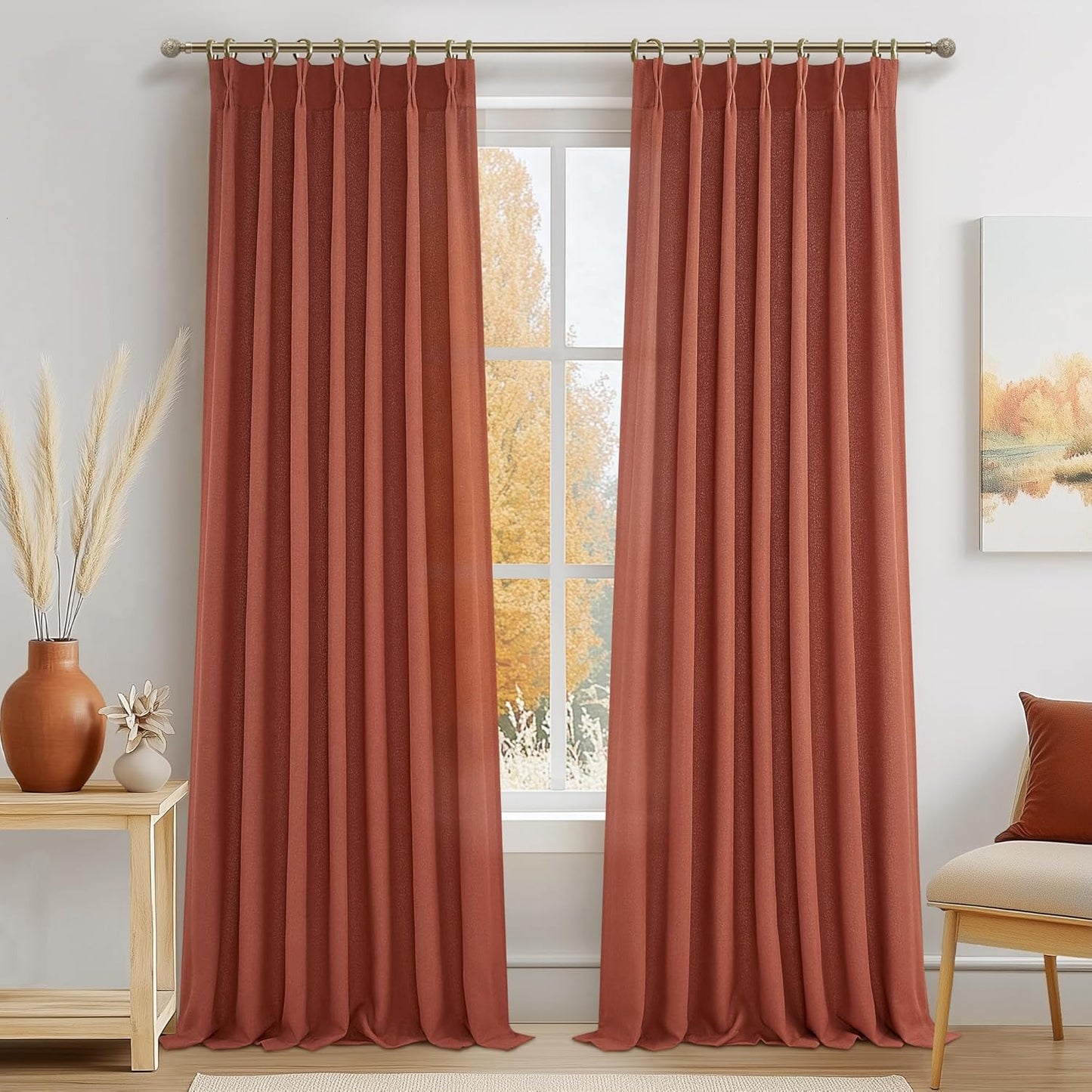 Decorative Burnt Orange Sheer Curtains for Sliding Glass Doors