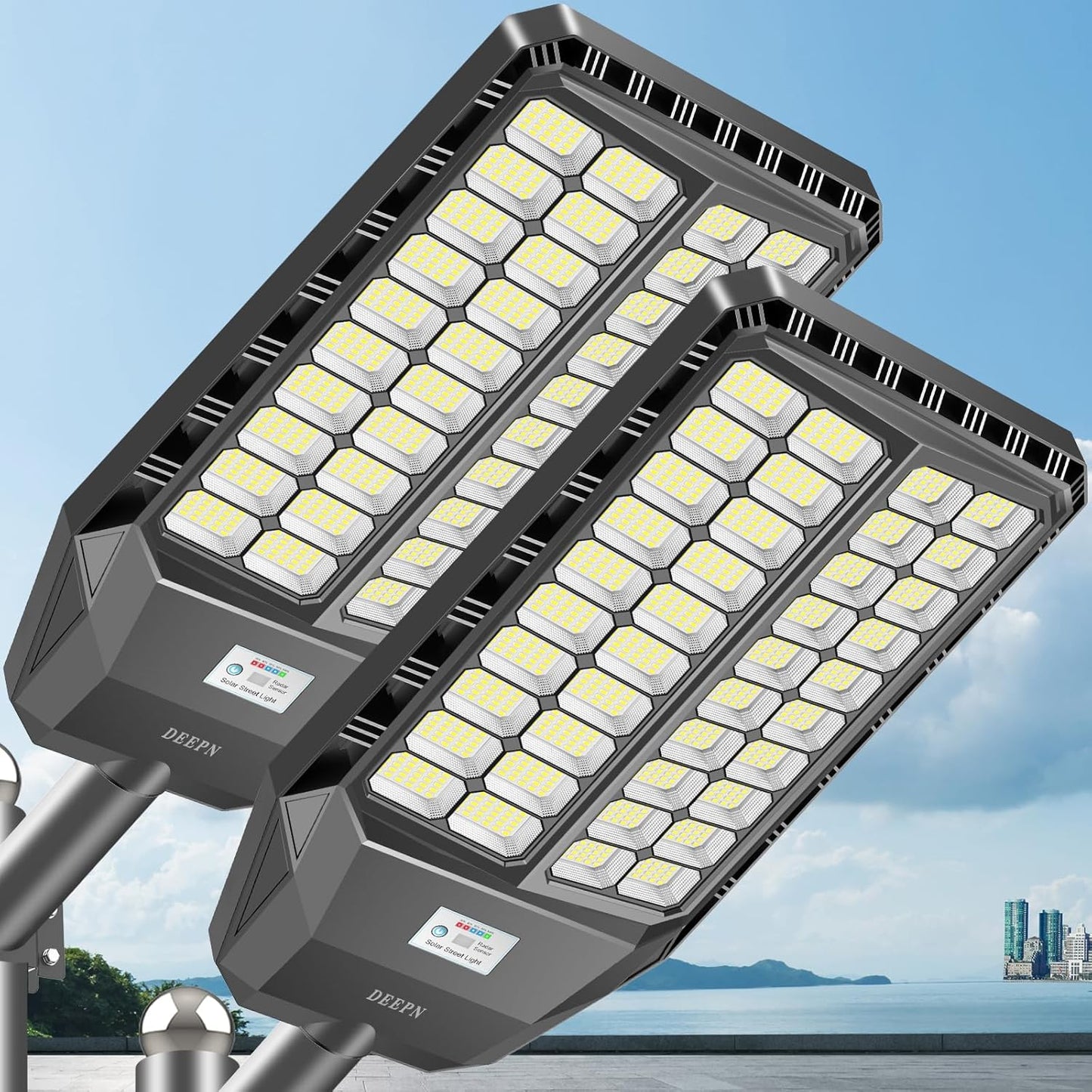 Deepn 9000W Solar Street Light: Bright LED Security Flood Light