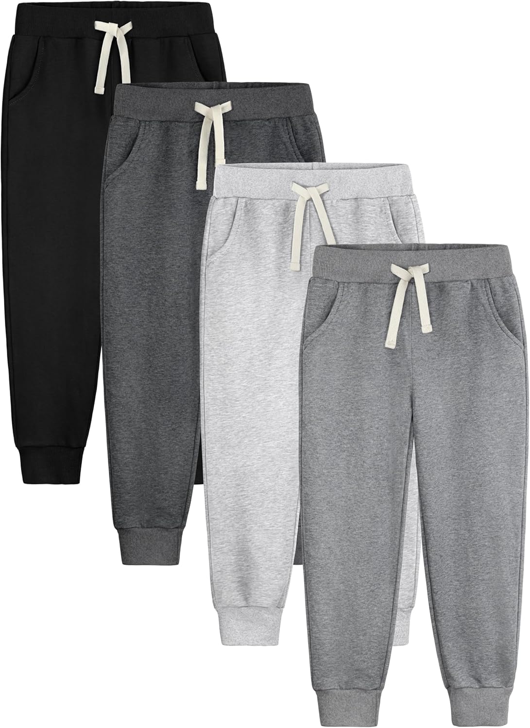 Boys Sweatpants Joggers 4 Pack Cotton Athletic Pants with Pockets