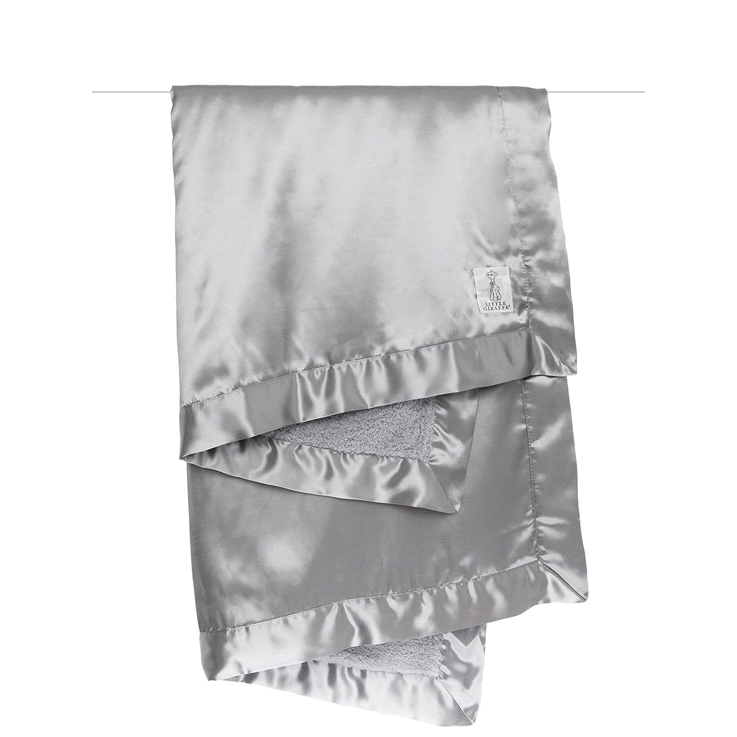 Little Giraffe Silver Chenille Baby Blanket | Luxuriously Soft 35x45