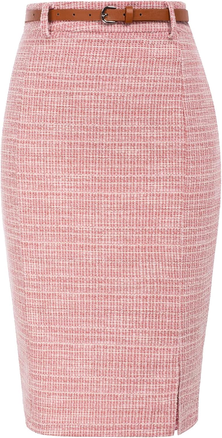 Tweed Pencil Skirt for Women - Elegant High Waisted Style