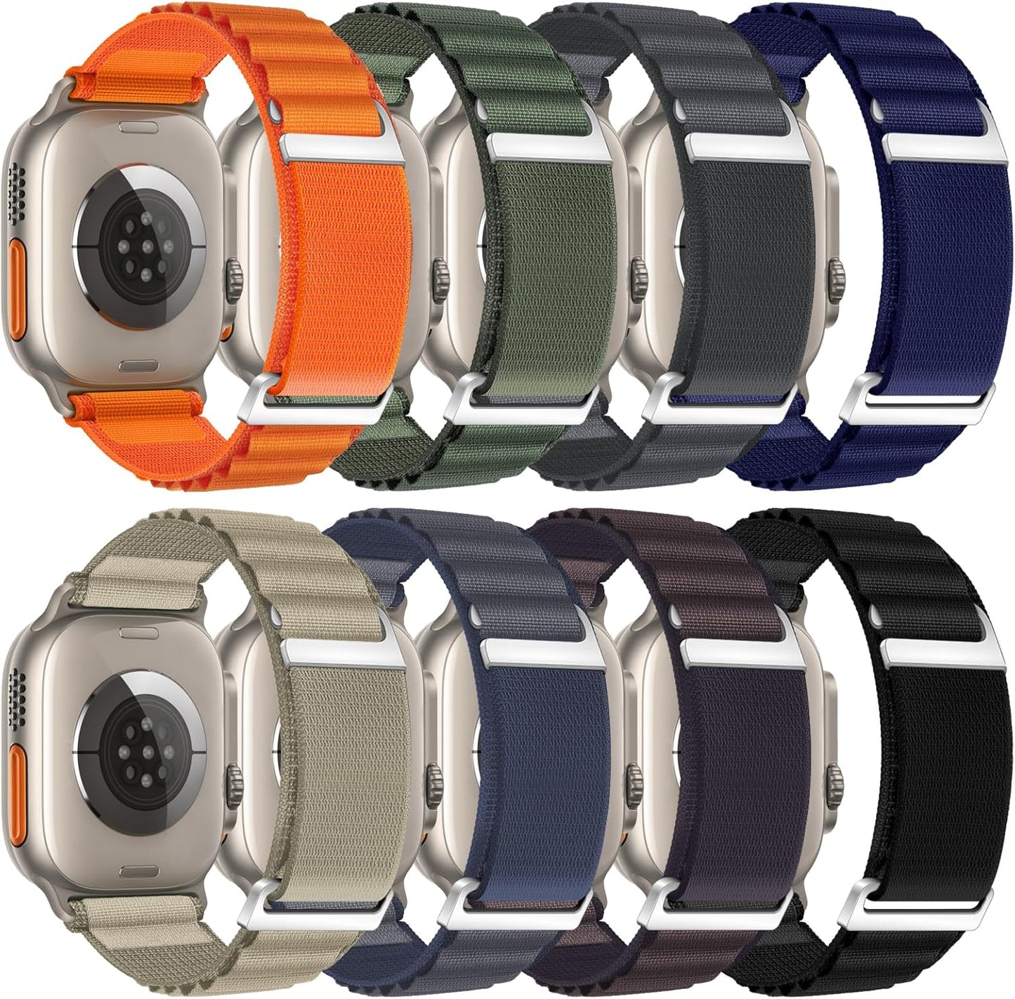 10 Pack Adjustable Nylon Sport Loop for iWatch Ultra - YBVAE