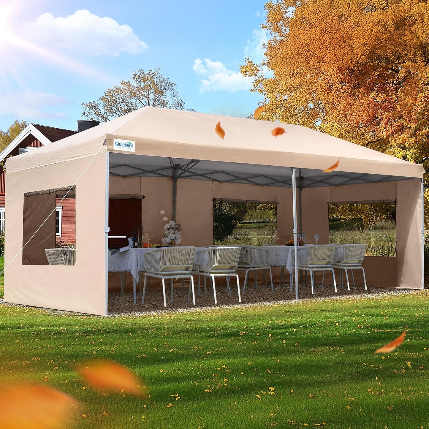Quictent 10x20 ft Pop up Canopy Tent with 6 Sidewalls for Events