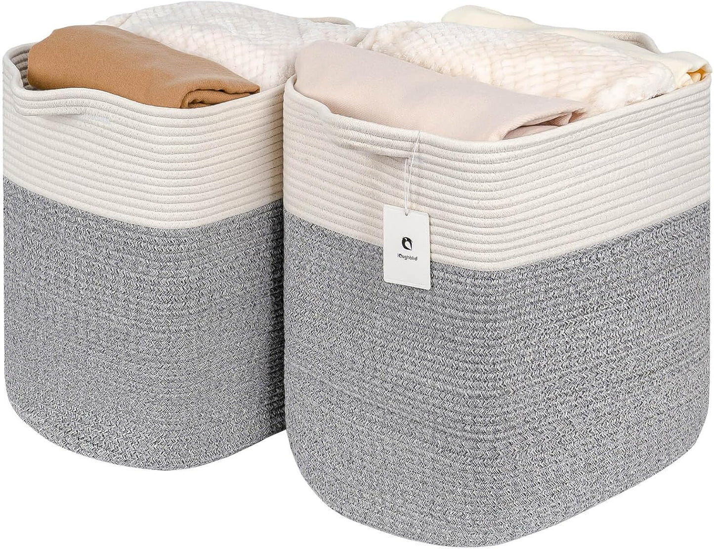 Storage Baskets for Clothes - Decorative Woven Cotton Rope Baskets